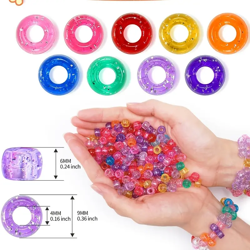 Mix Plastic Glitter Translucent Pony Beads Bulk For Arts - Temu