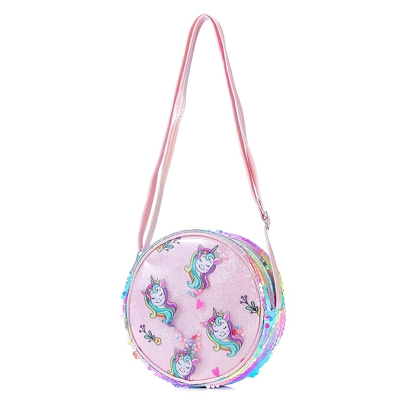 Capelli Sparkle Unicorn Crossbody Girls Purse Glitter Pink Mane White Face