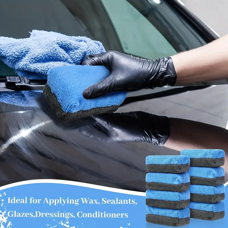 Blue Microfiber Applicator Pad  Wax Sealant Coatings Dressings