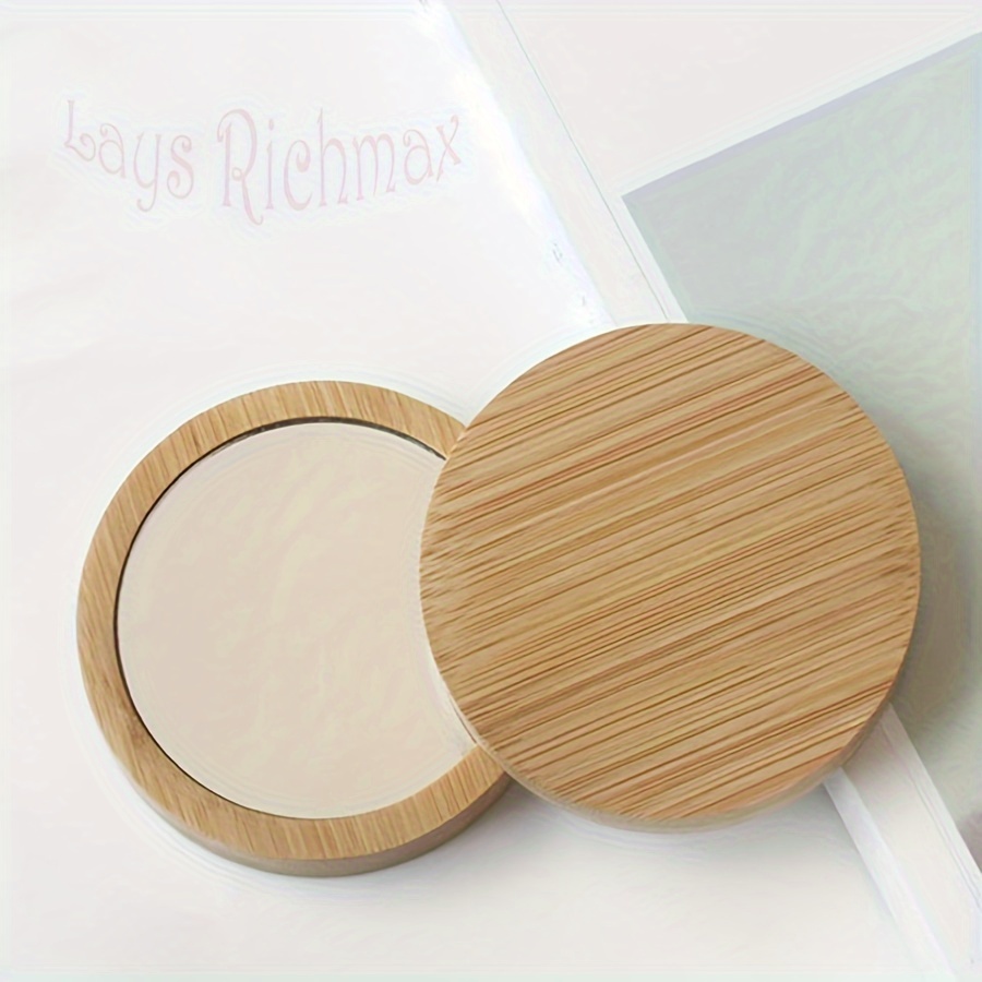 

1pc Bamboo Small Round Mirror Simple Handheld Makeup Cosmetic Touch-up Mirror Travel Portable Beauty Mirror For Women