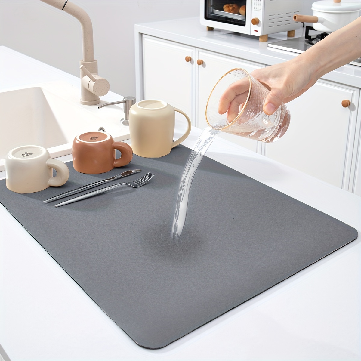 Drain Pad Rubber Dish Drying Mat Super Absorbent Drainer Mats Tableware  Bottle Kitchen Dinnerware Placemat