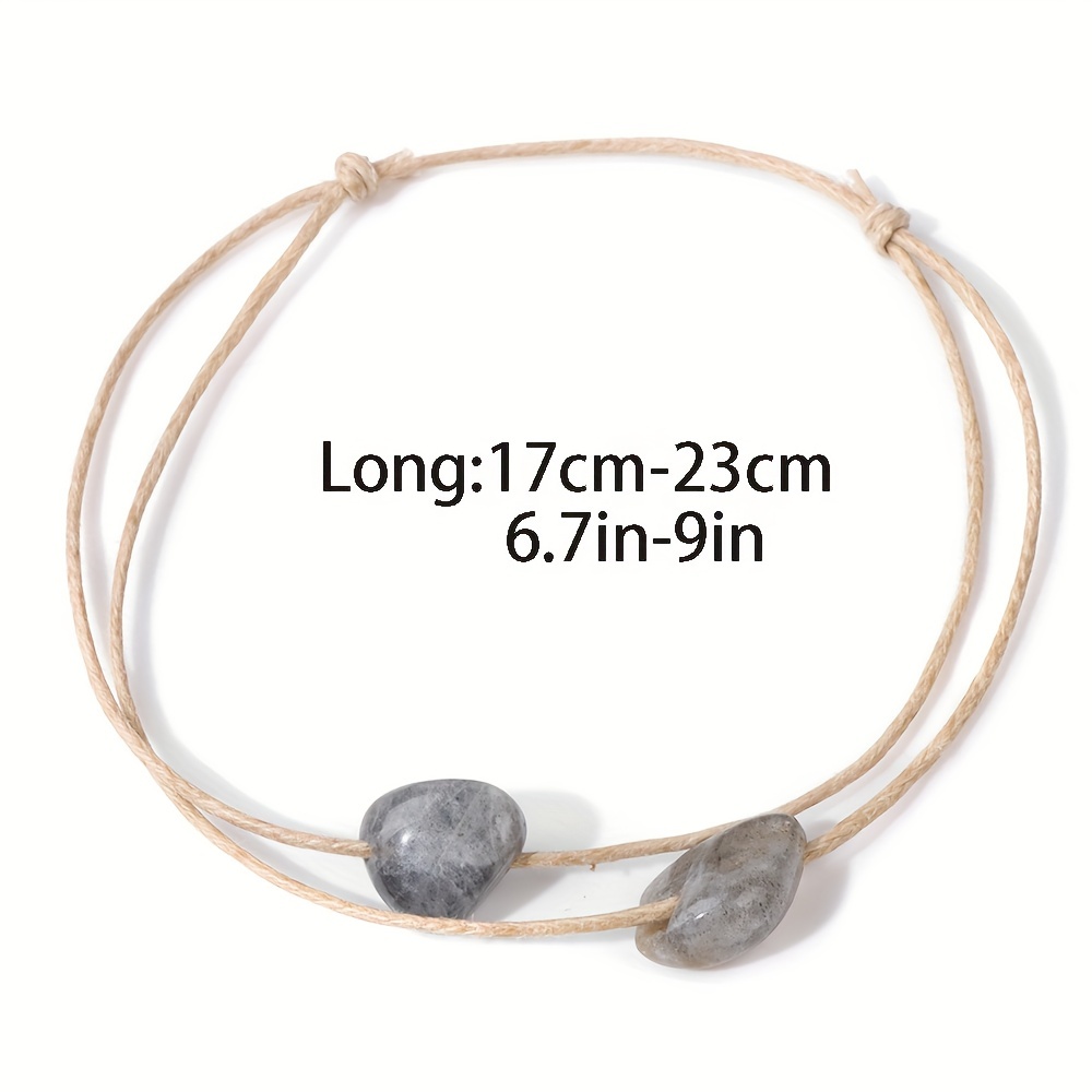 Double Layers Rope Anklet with Healing Crystal Beads