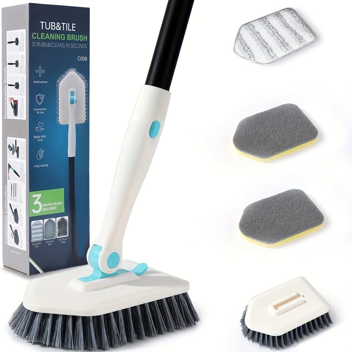 Shower Cleaning Brush Detachable Tub and Tile Scrubber Brush