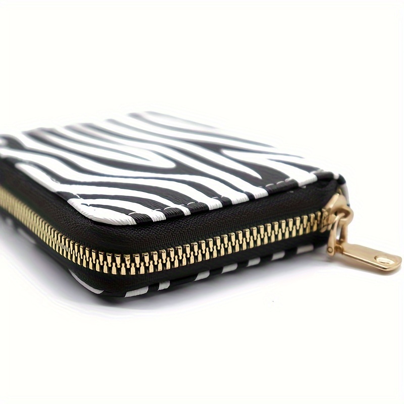 Portable Card Holder Wallet, Short Zipper Around Purse With