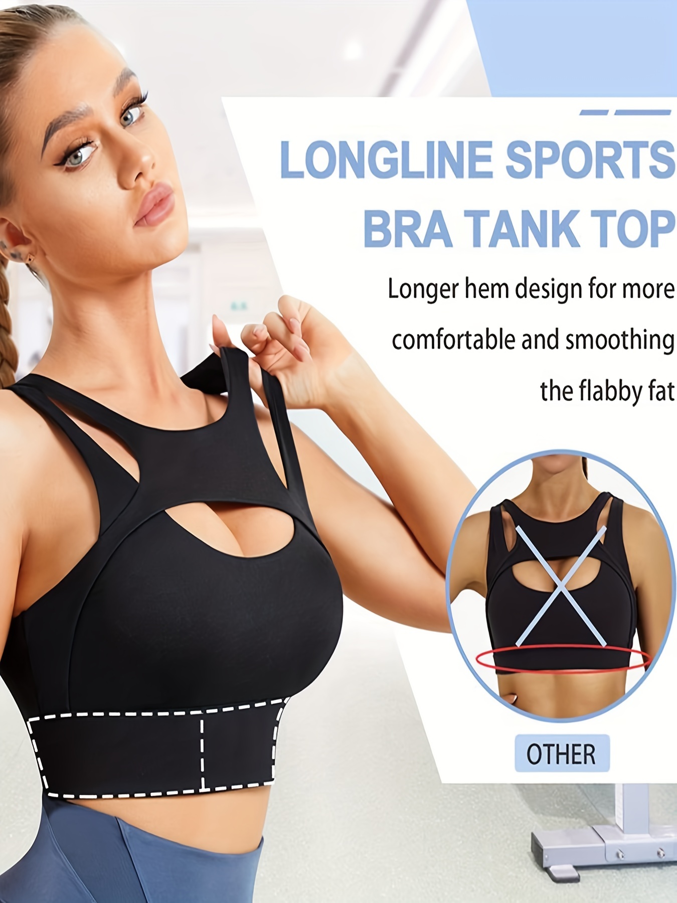 Solid One-shoulder Sports Bra Hollow Out Sexy Yoga Fitness Gym Tank Top  Women‘s Activewear