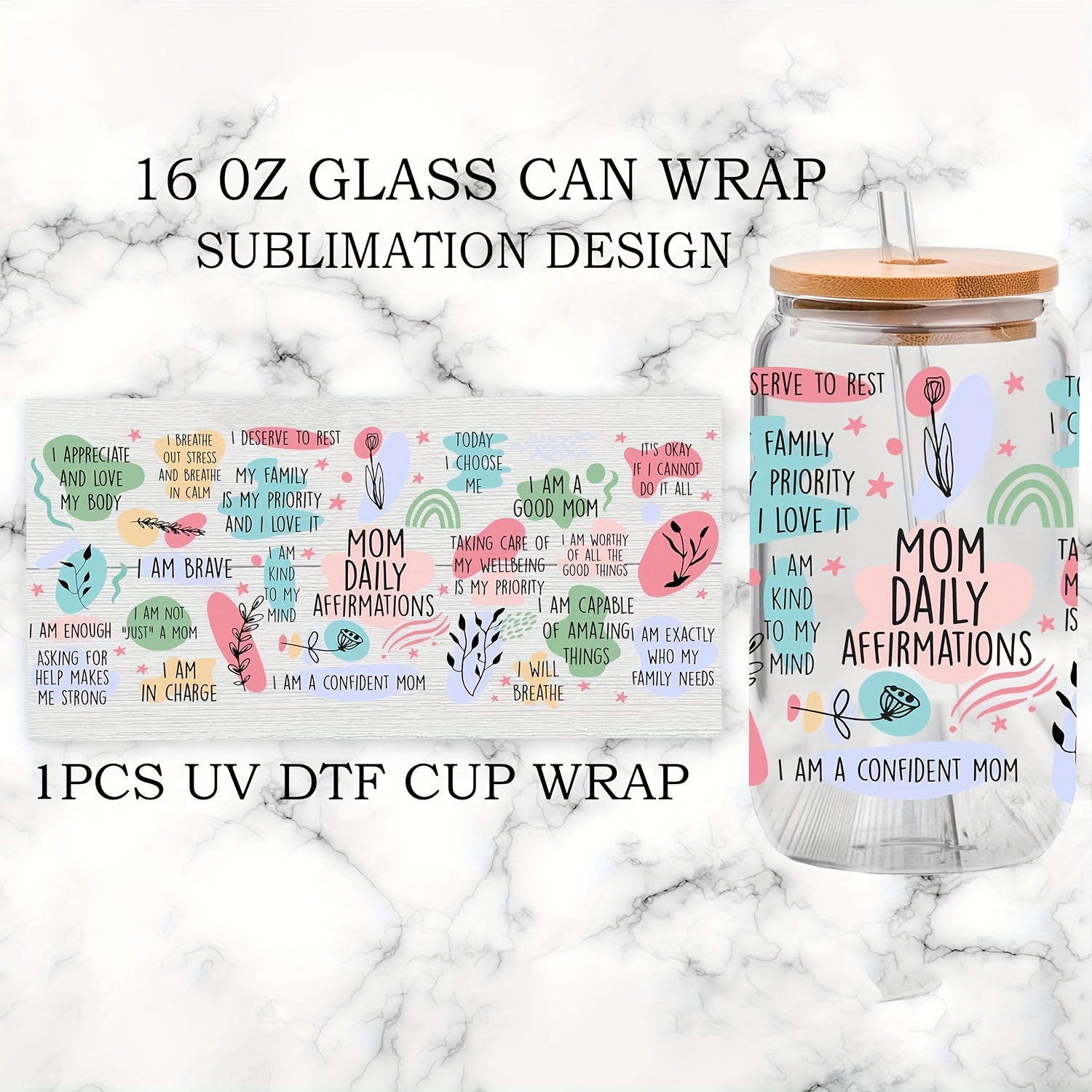 Uv Dtf Cup Packaging Coffee Transfer Stickers For Glass Cups - Temu