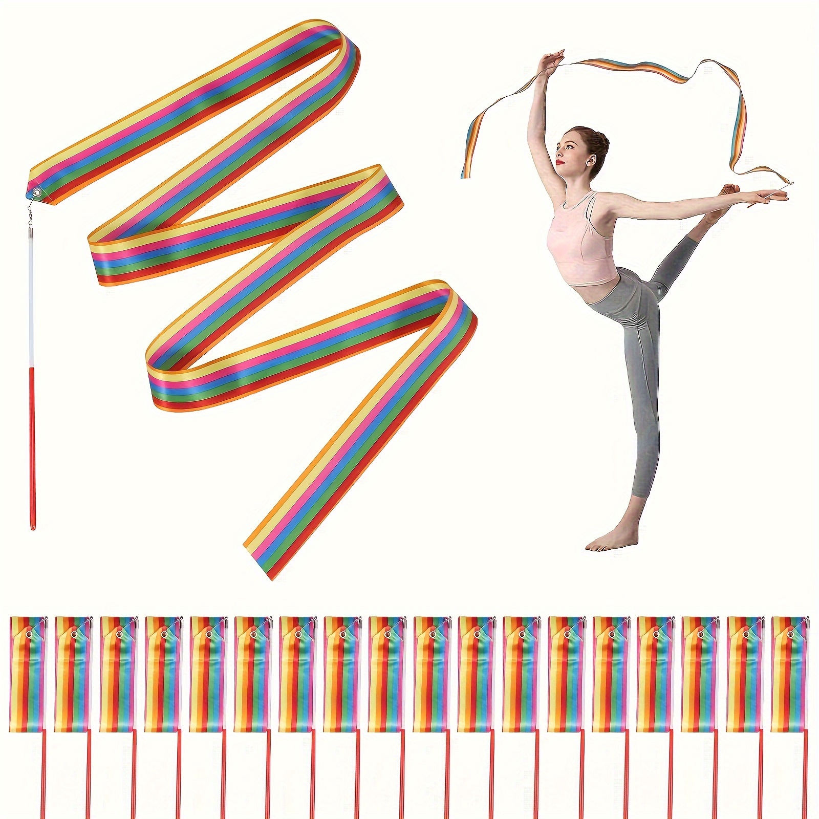 18pcs Rubans De Danse Colorés, Pour L'entraînement De Gymnastique, La  Performance De Danse - Temu France