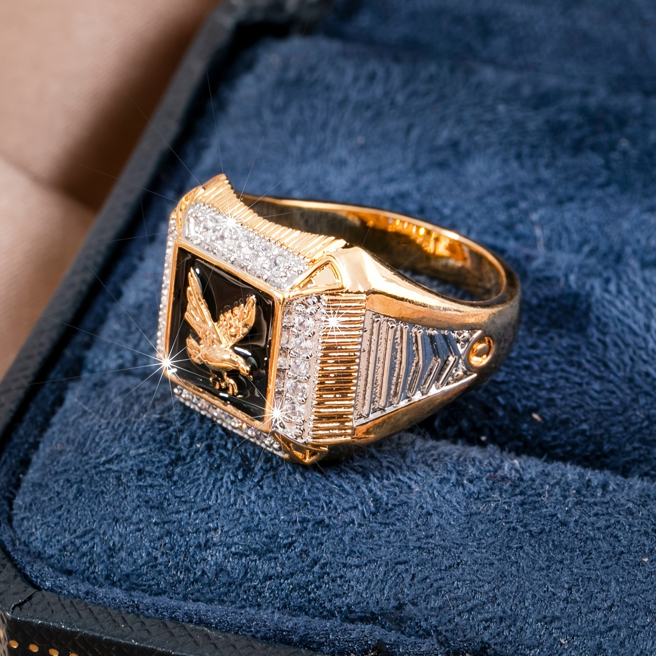 Anillo de oro de 14 k con piedra anillo de mujer anillo azul