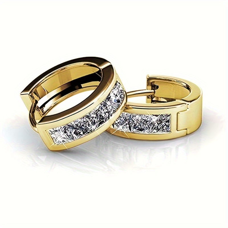 Men's Zircon Hoop Loop Earrings, Hypoallergenic