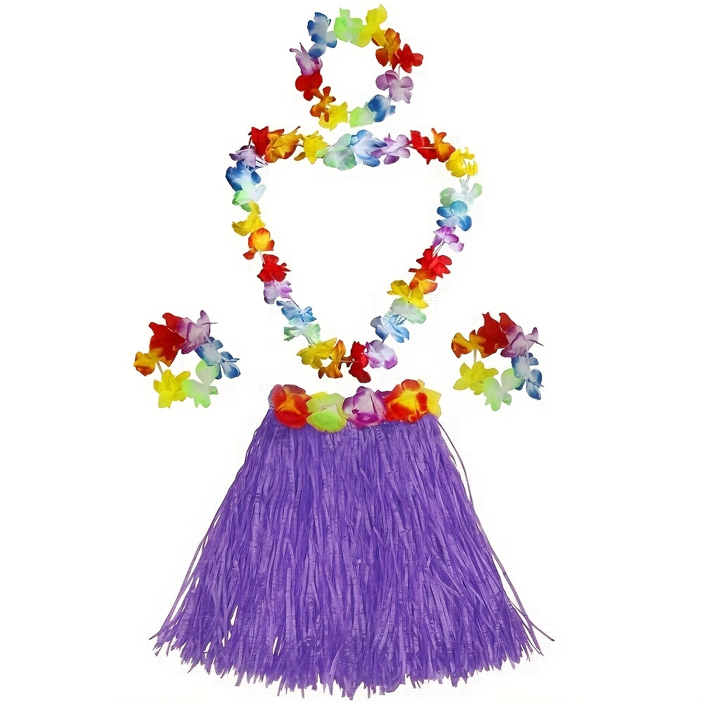 Colorful Plastic Fibers Girls Woman Hawaiian Grass Skirt Grass Costume  Sweet Flower Skirts Party Tropical Hawaii Beach Cosplay