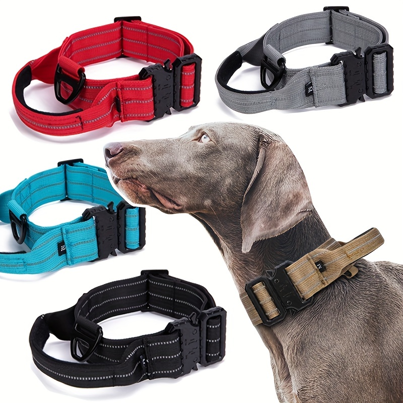 Collier tactique pour chien, collier K9 réglable avec poignée de contrôle,  nylon