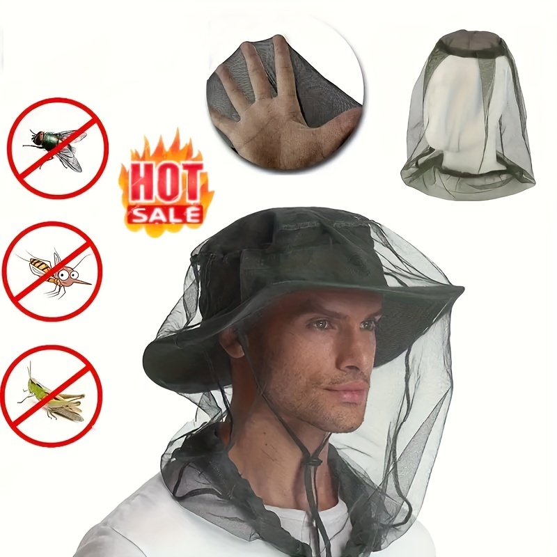 1pc Mens Bucket Hat With Net Mesh Summer Anti Mosquito Sun