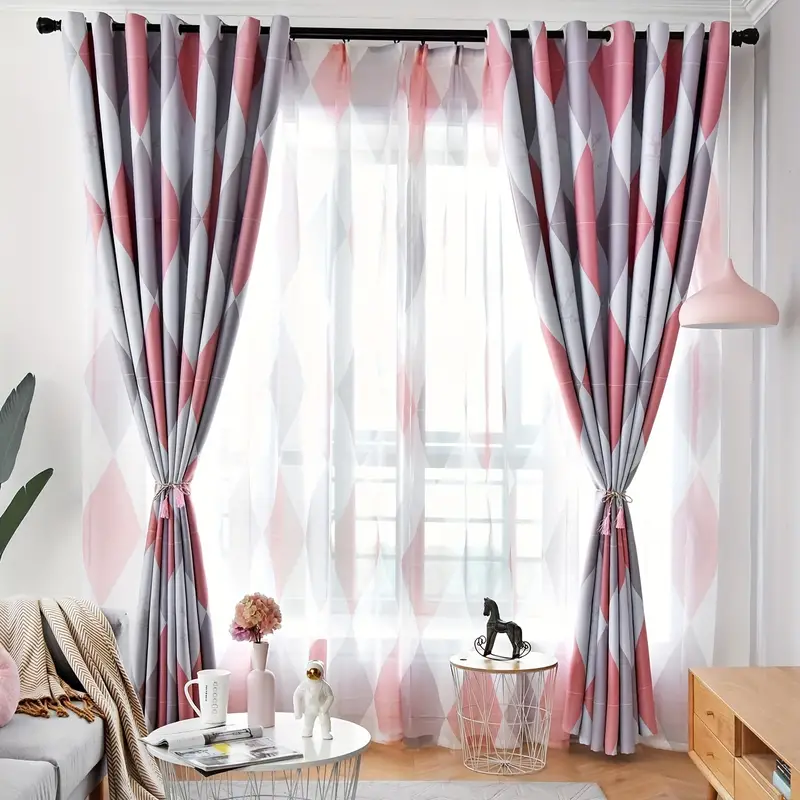 Color Block Blackout Curtain For Study Room Kitchen Living Temu