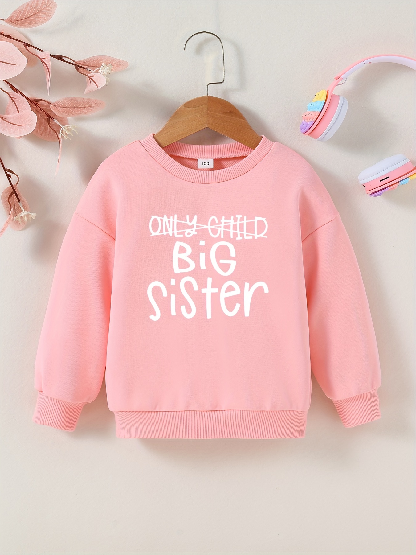 big Sister'' Print Girls Sweatshirt Smart Casual - Temu