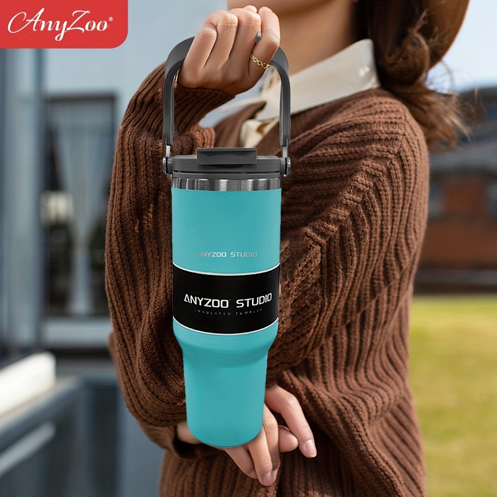 Anyzoo Tumbler Water Bottle With Handle And Straw Lid, Insulated