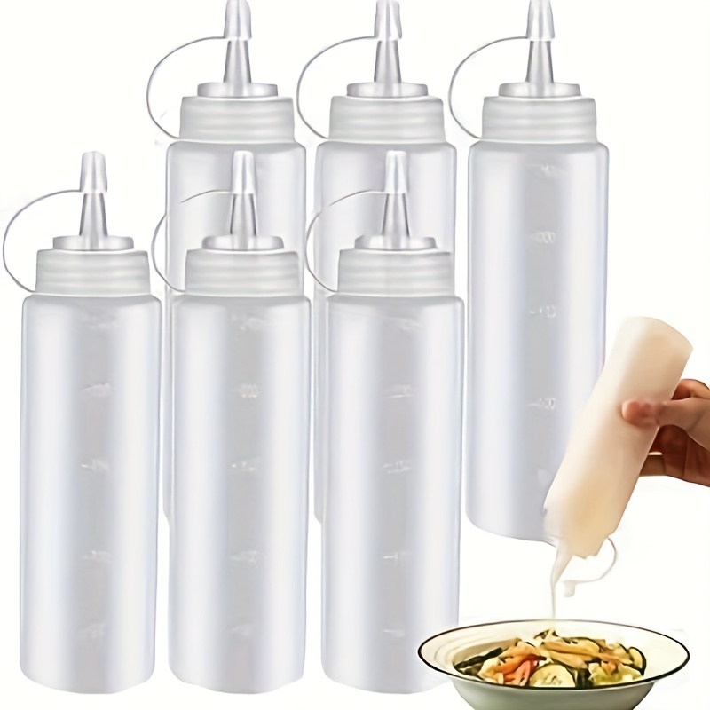 6pcs, Squeeze Bottles, 8 Oz Condiment Squeeze Bottles, Plastic Squeeze  Squirt Bottles With Twist On Caps And Measurement, Container Dispenser For  Ketc