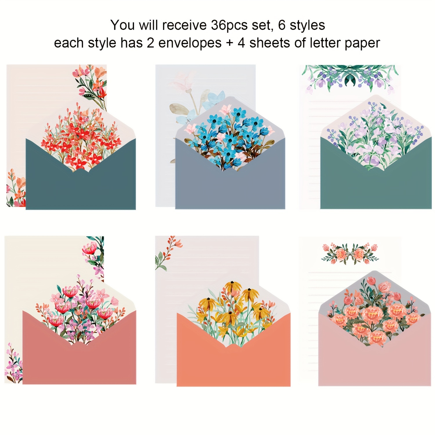 A5 Stationery Writing Paper With Envelopes Floral Style - Temu