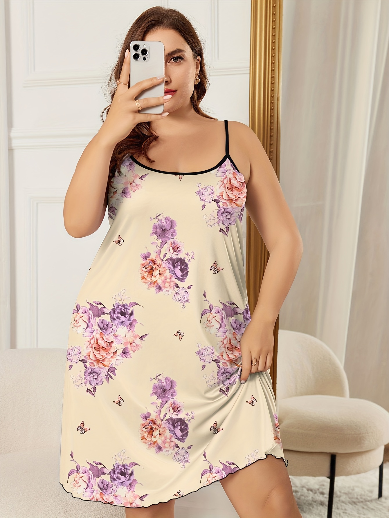COTTONIQUE Ladies Floral Print Nightdress Nightie Sleeveless Nightwear Plus  Size