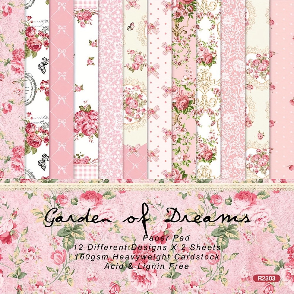 

AlinaCraft Jardin des Bloc - 24 Feuilles, 6"x6" Décoratif avec Roses Vintage, Dentelle & à pour Scrapbooking, Cartes DIY & Albums Faits Main, Fleurs en pour Loisirs Créatifs, ALINACUTLE