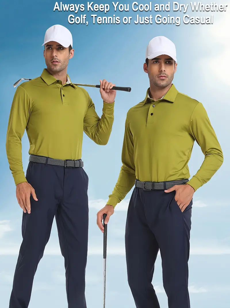 Men's Casual Comfy Custom Fit Long Sleeve Shirt Men's Golf - Temu