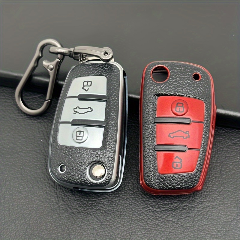Funda para llavero Audi con cordón para llavero, compatible con Audi A4 Q7  Q5 TT A3 A6 SQ5 R8 S5 3 Botones Smart Remote Key Protector