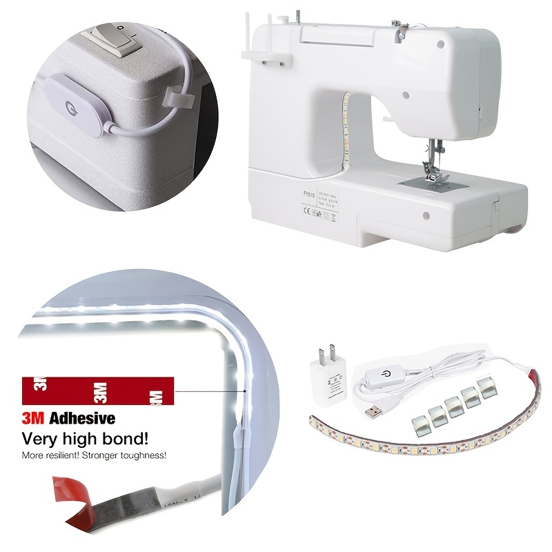 Mobestech 2 Meters Portable Sewing Machine Light 5V USB 6500K Cold White  LED Light Self-adhesive Light Strip with Touch Dimmer 