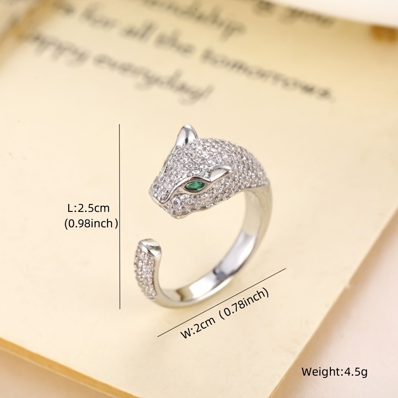 Retro Zircon Leopard Head Ring Adjustable Opening Ring