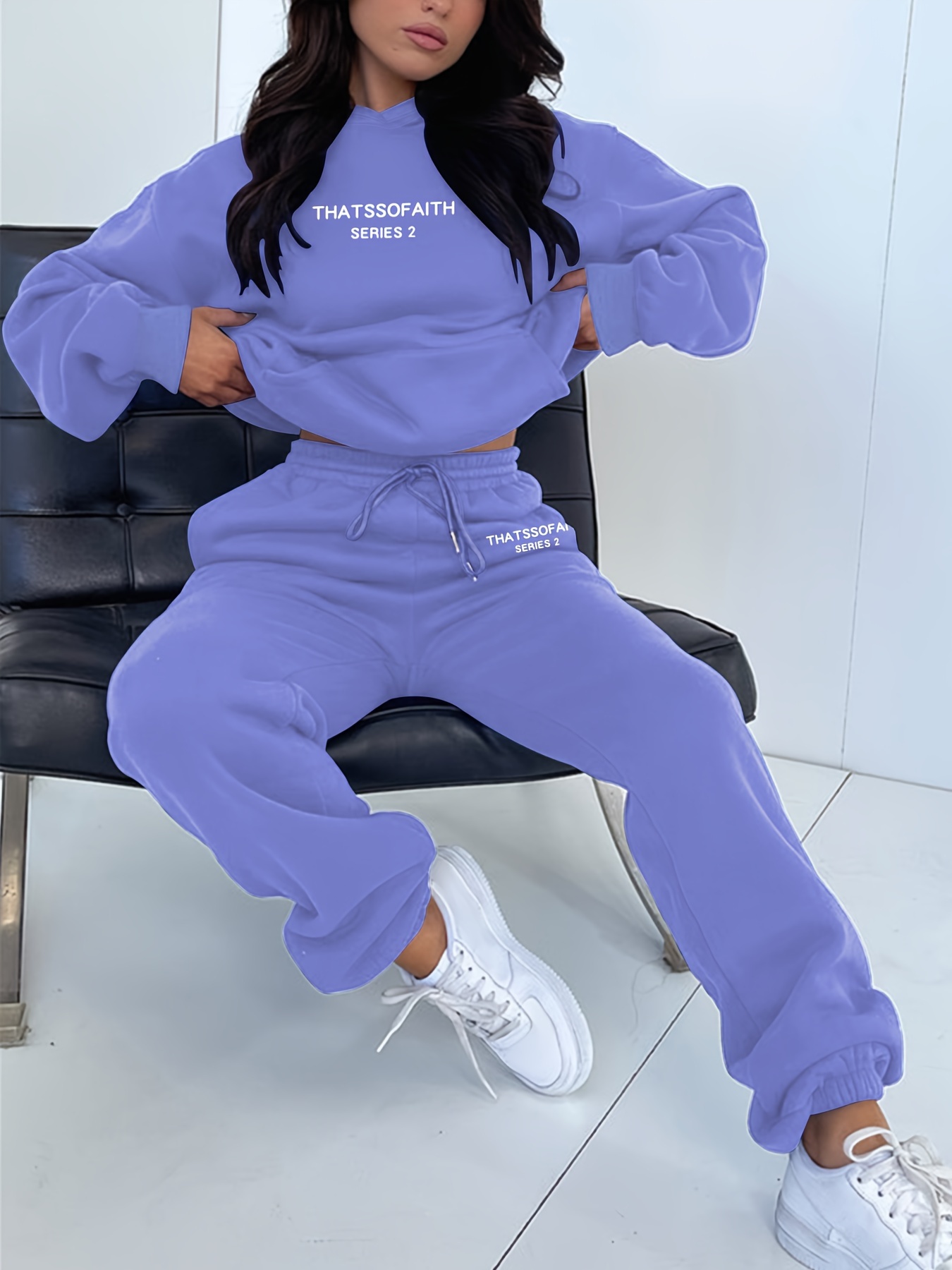 JDEFEG Two Piece Pants Outfits Sweat Suits for Women Set Two Piece Outfits  Pullover Tracksuit Long Sleeve Sweatshirt Yoga Jogging Pants Lavender Dress