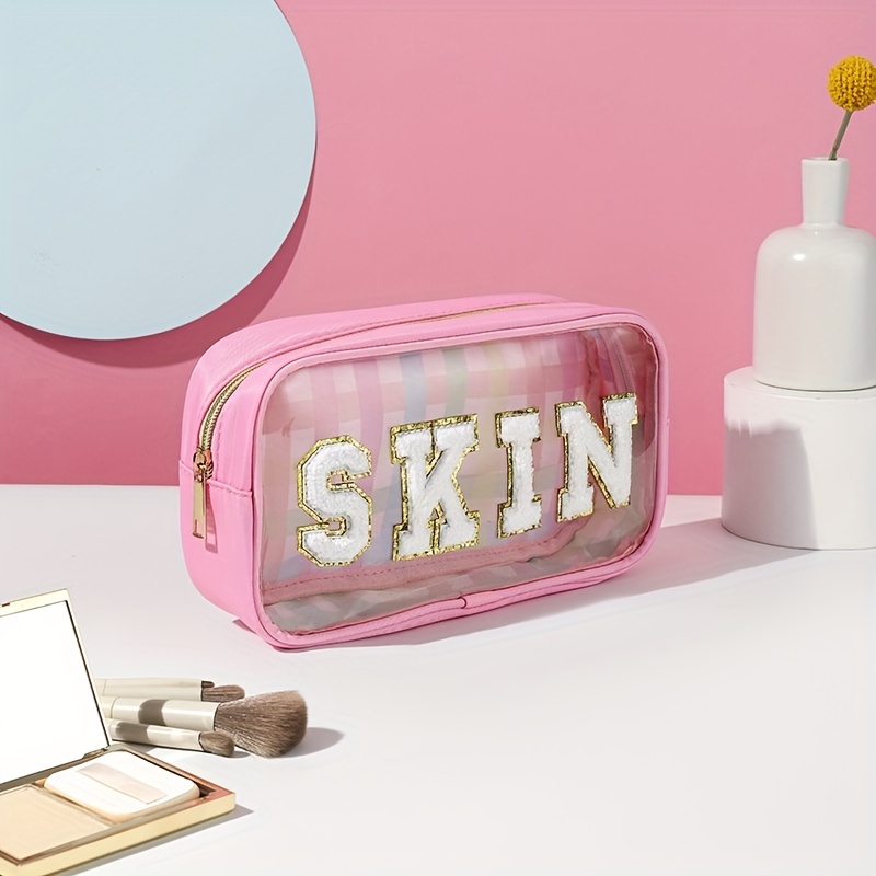 DIY Patch Letter Makeup Bag Waterproof Travel Essentials