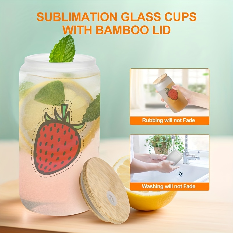 1PC/2pcs/4 pcs 16 oz Glass Cups With Bamboo Lids and Straws,Reusable Cup  Smoothie Cup Mason Jar Drinking Glasses Iced Coffee Cup Glass Tumbler with  Straw and Lid for Bubble Tea,Juice,Gift
