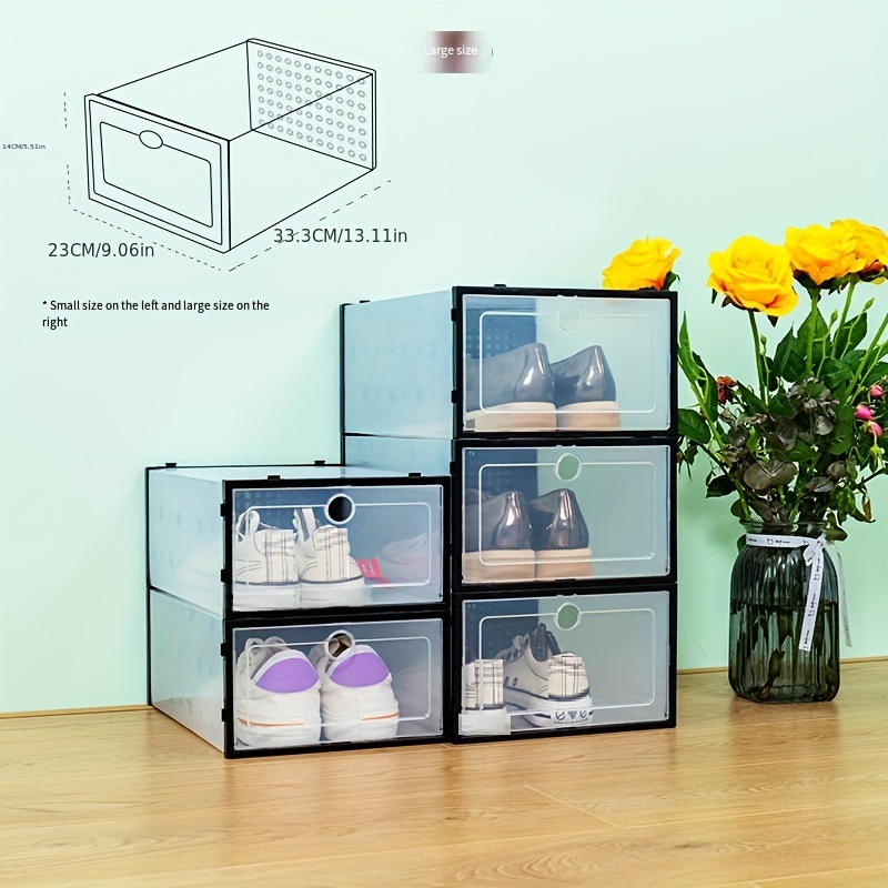 1pc/2pcs Transparent Plastic Shoe Storage Boxes Clear Sneakers AJ