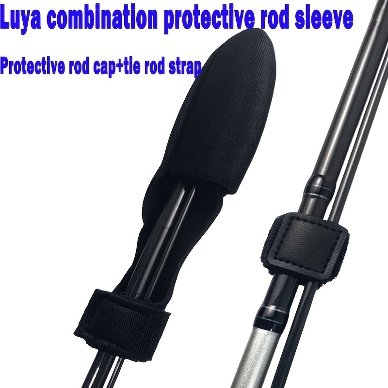 1pc/2pcs Fishing Rod Protective Cover, Elastic Fishing Rod Binding Sleeve  With Rod Cap, Fishing Accessories