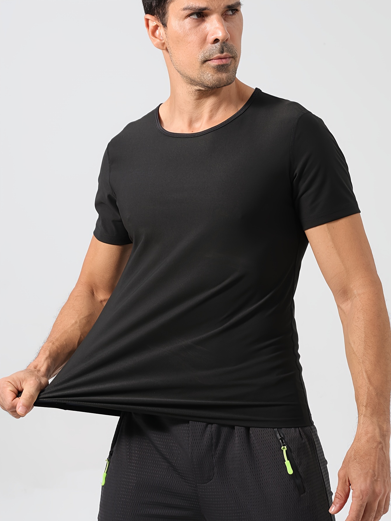 Men's Compression Sweat Sauna T shirt High Stretch Body - Temu