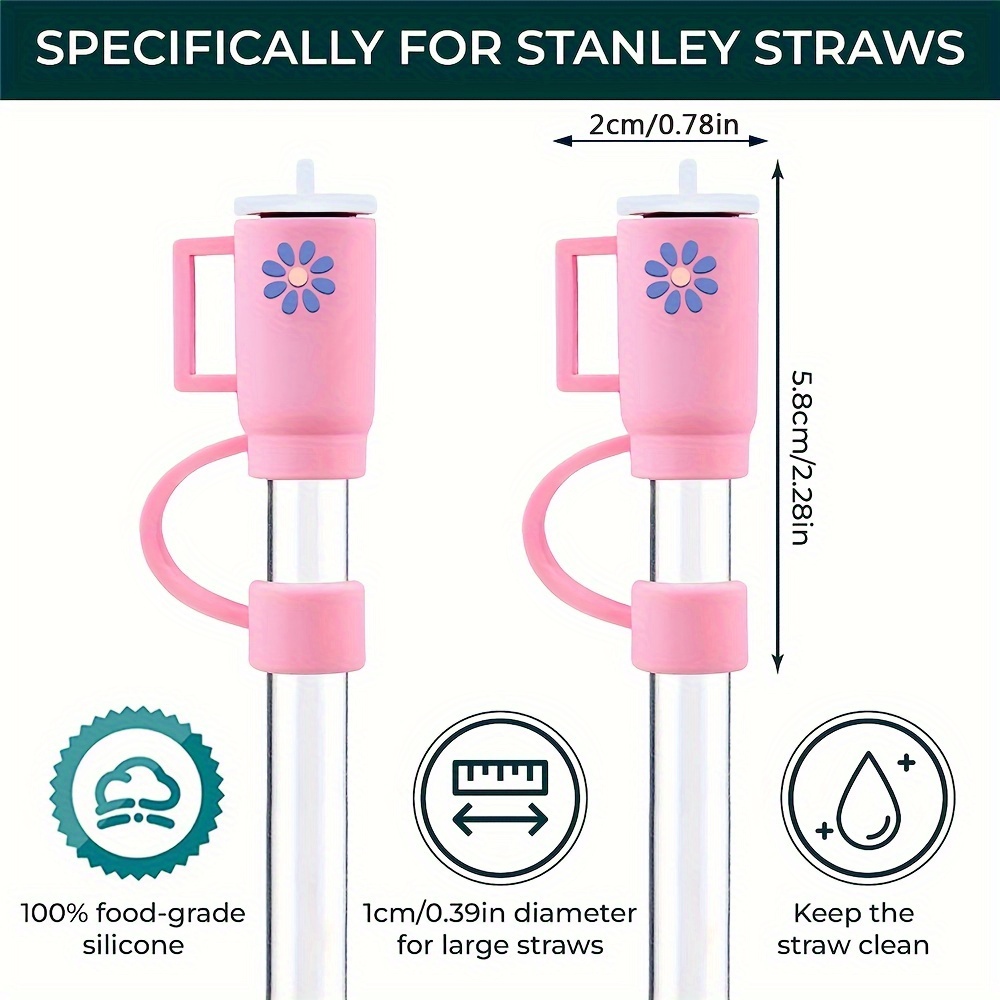 4Pcs Straw Cover Cap fit with Stanley Cup, Silicone Straw Stopper