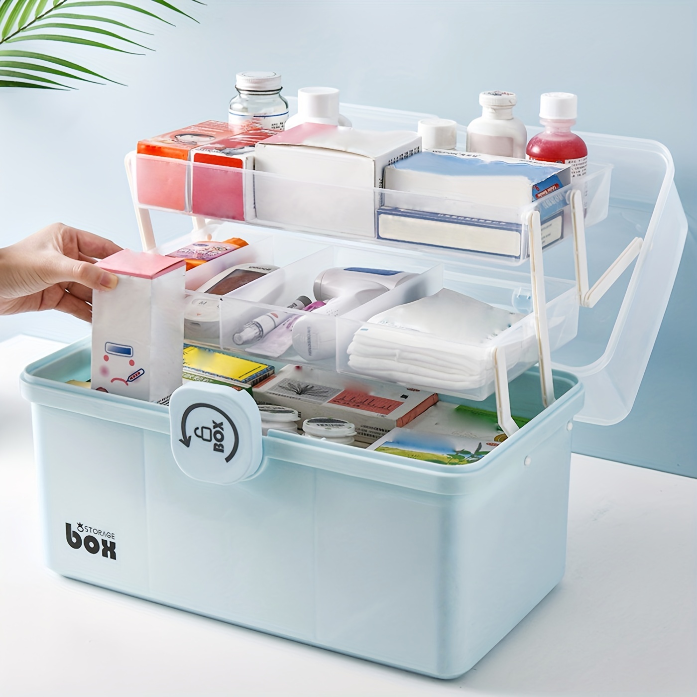 3 Layer Medicine Storage Box Portable Folding Organizers Plastic
