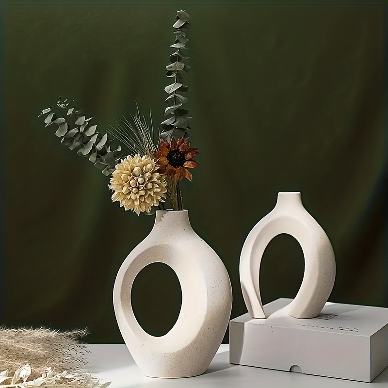 2 Pezzi Vaso In Ceramica Cavo Centrotavola Moderno Bianco - Temu Switzerland