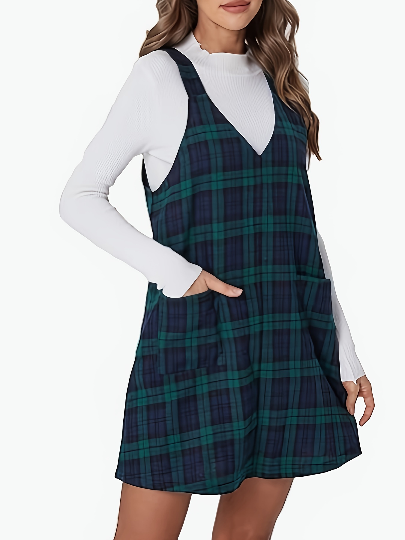 Green plaid 2024 overall skirt