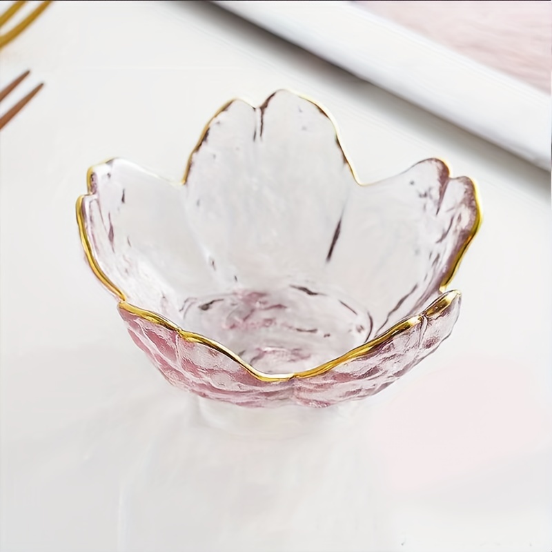 1pc Flower Design Sauce Dish, Creative Flower Shaped Glass Dipping Sauce Cup  For Dinner Table