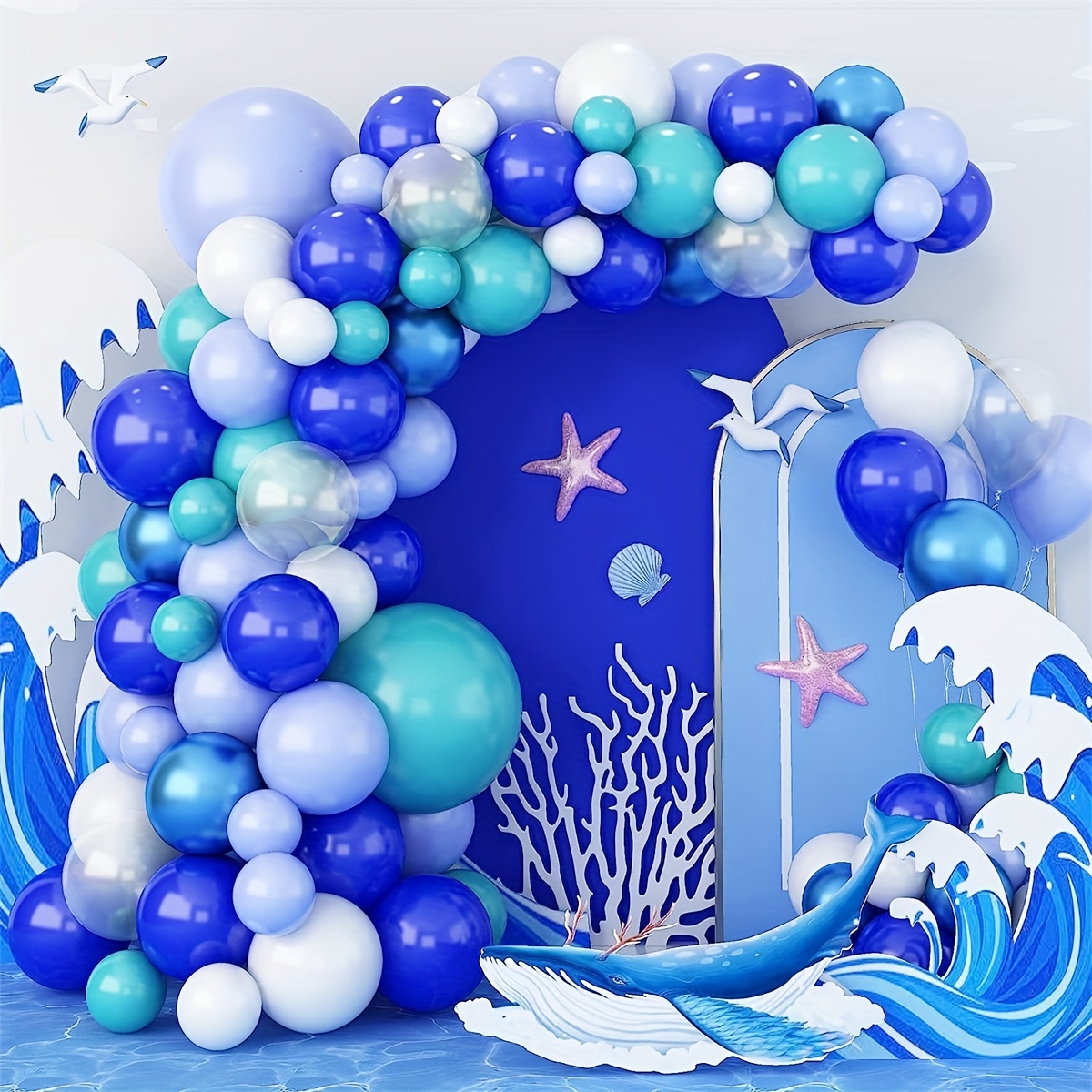 Décoration pailleté joyeux anniversaire bleu océan - FestiShop