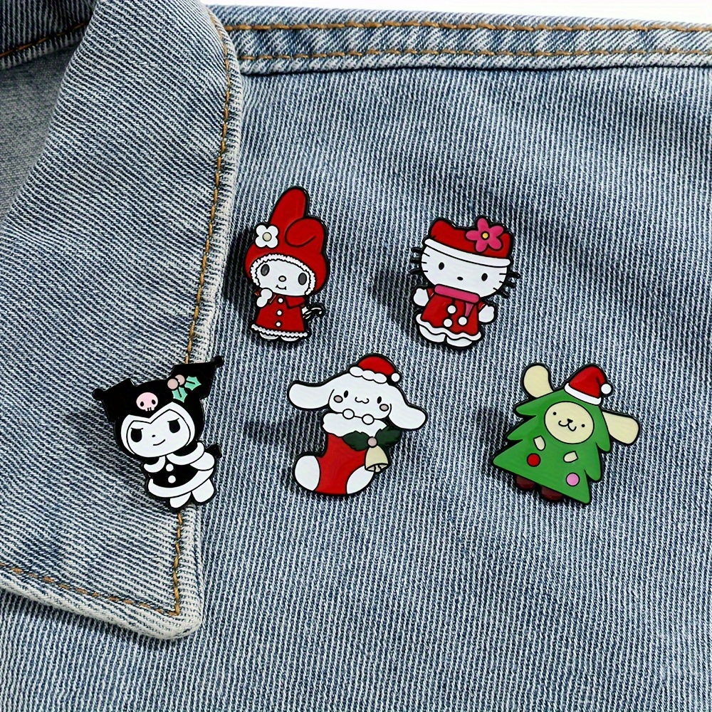 Iigen 1/5 Pcs Halloween Brooch, Kuromi Melody Hello Kitty Enamel Pin Badge, Clothing Backpack Accessories Holiday Gift,Temu