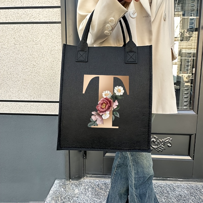 Stylish Letter Print Tote Bag, Large Capacity Shoulder Bag