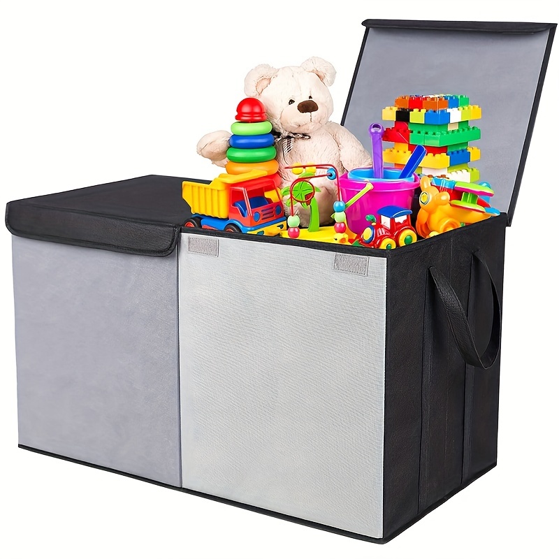 Caja de juguetes grande para niños, contenedores de almacenamiento  plegables y resistentes con tapas, caja de juguetes grande para niños,  niñas