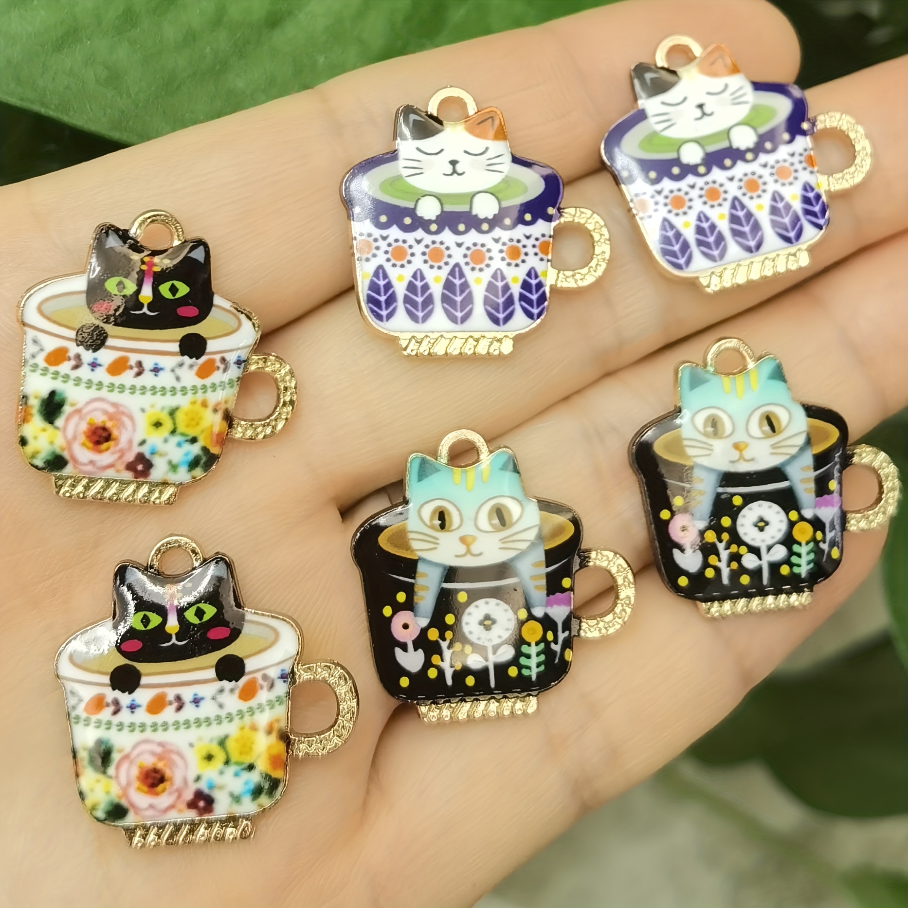 Coffee Cup Jewelry Charm, Enamel Charms Decoration