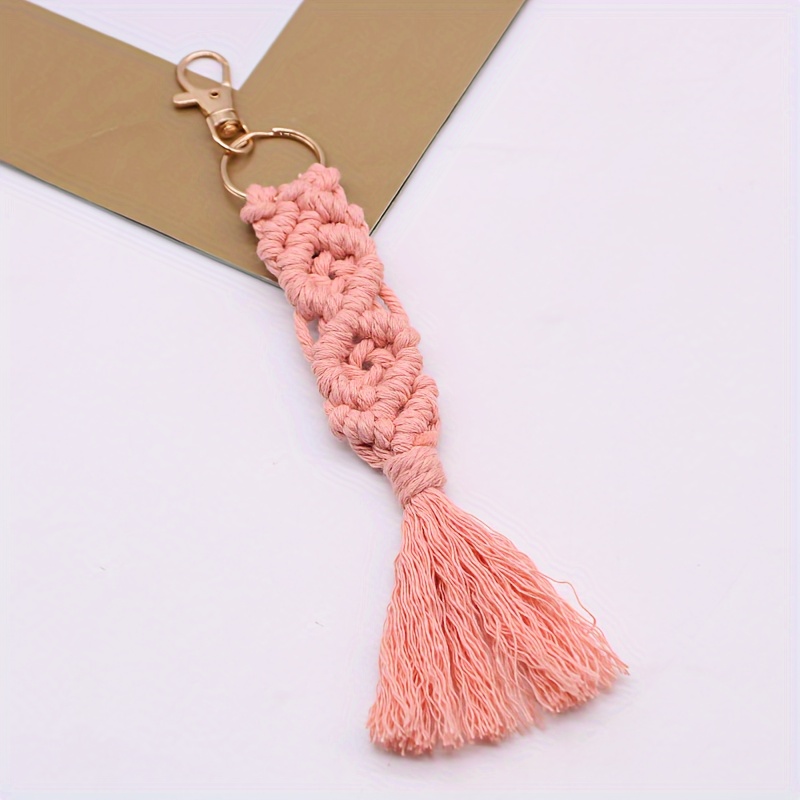 1pc cotton rope hand woven keychain pendant creative keychain backpack pendant bag charms birthday gifts party favors salmon pink 11