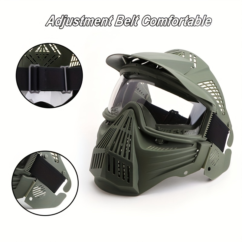 Paintball Mask, Airsoft Mask, Tactical Masks Full Face Gear with Goggles  Impact Resistant for Hunting CS Survival Games Halloween Cosplay and  Outdoor Activities Black Clear lens