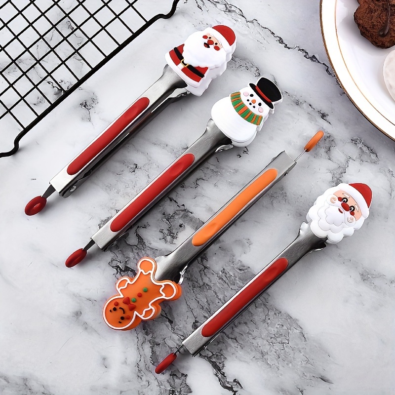 Non slip Christmas Theme Silicone Tongs With Stainless Steel - Temu