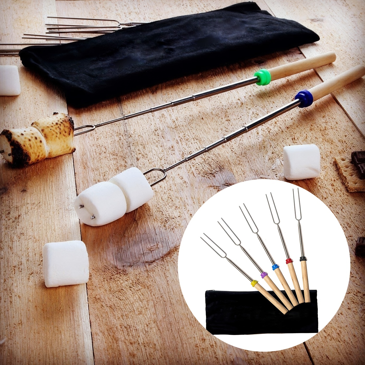 Retractable Barbecue Fork Marshmallow Roasting Sticks - Temu