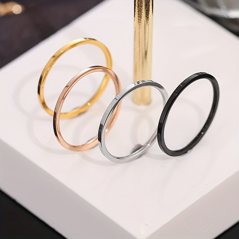 1mm Titanium Steel Ring Gold Silver Couple Simple Wedding Finger Rings  Fashion