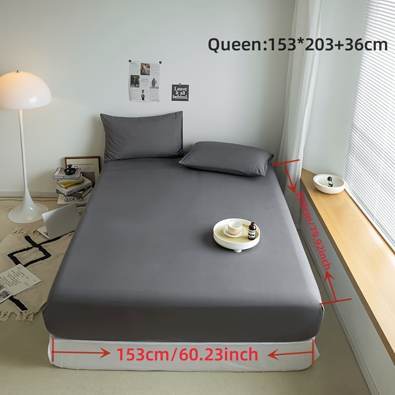 Extra Deep Pocket Queen Size Fitted Bed Sheet Set Lightweight Grey