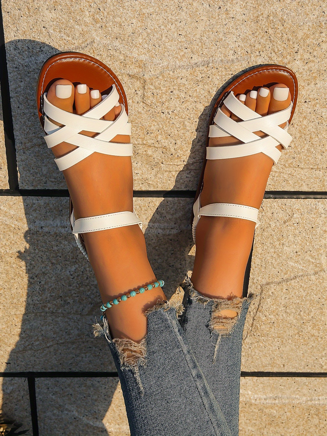 women s simple flat sandals casual open toe summer shoes details 9